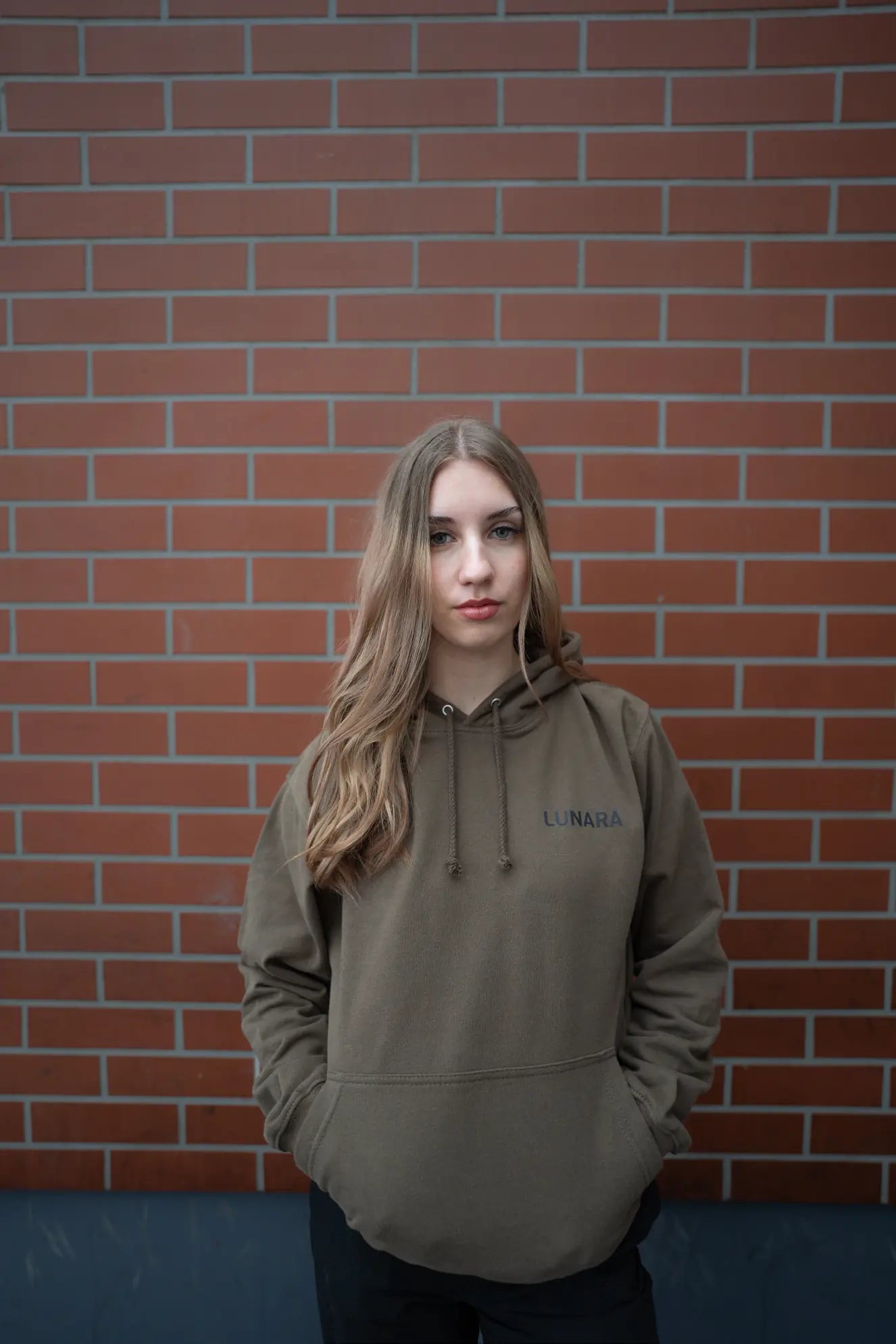 lunara khaki green hoodie women