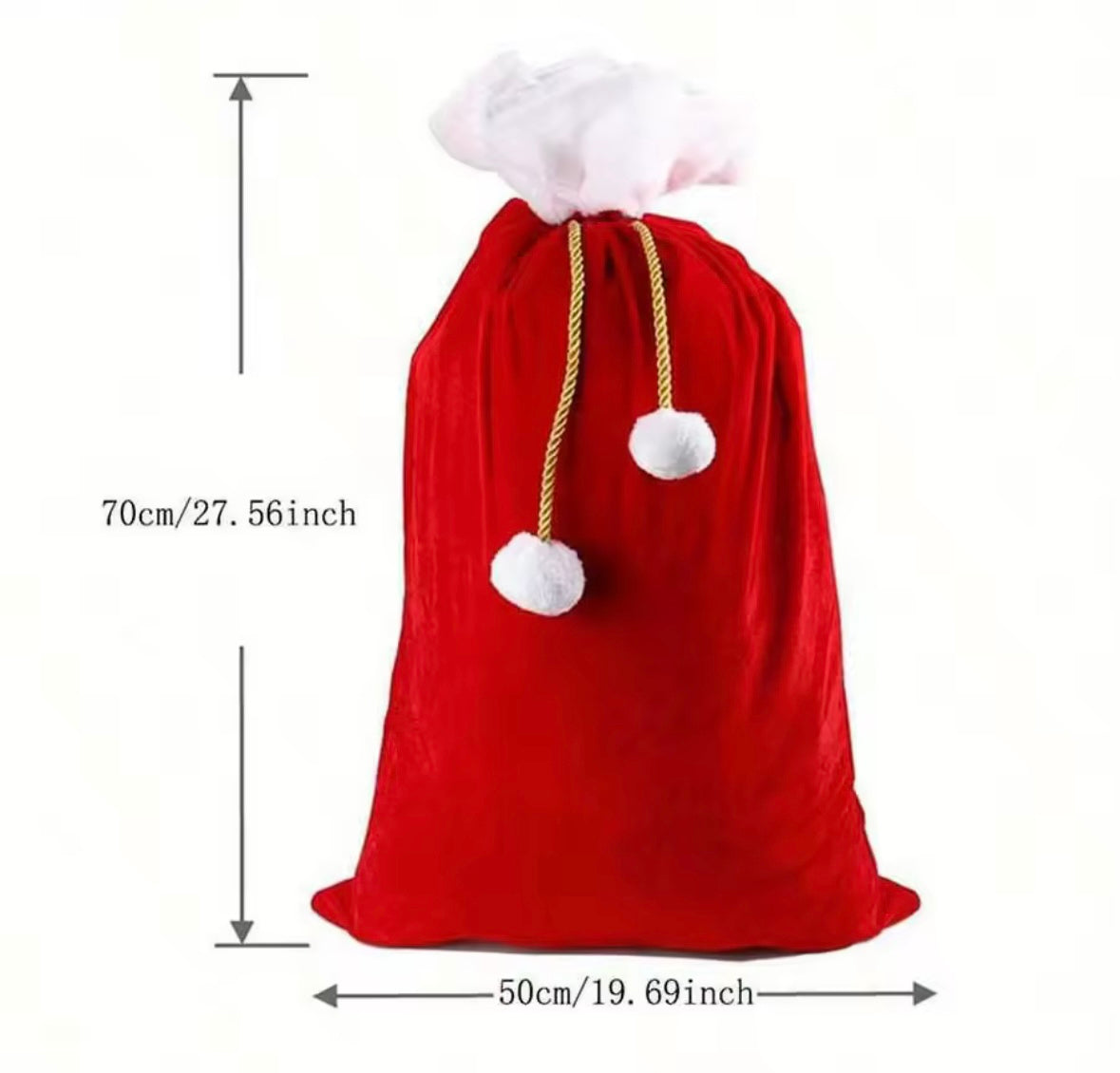 1Pcs Extra Large Santa Gift Sack Christmas Santa Gift Sack Santa Velvet Sack with Drawstring Merry Christmas Present Bag