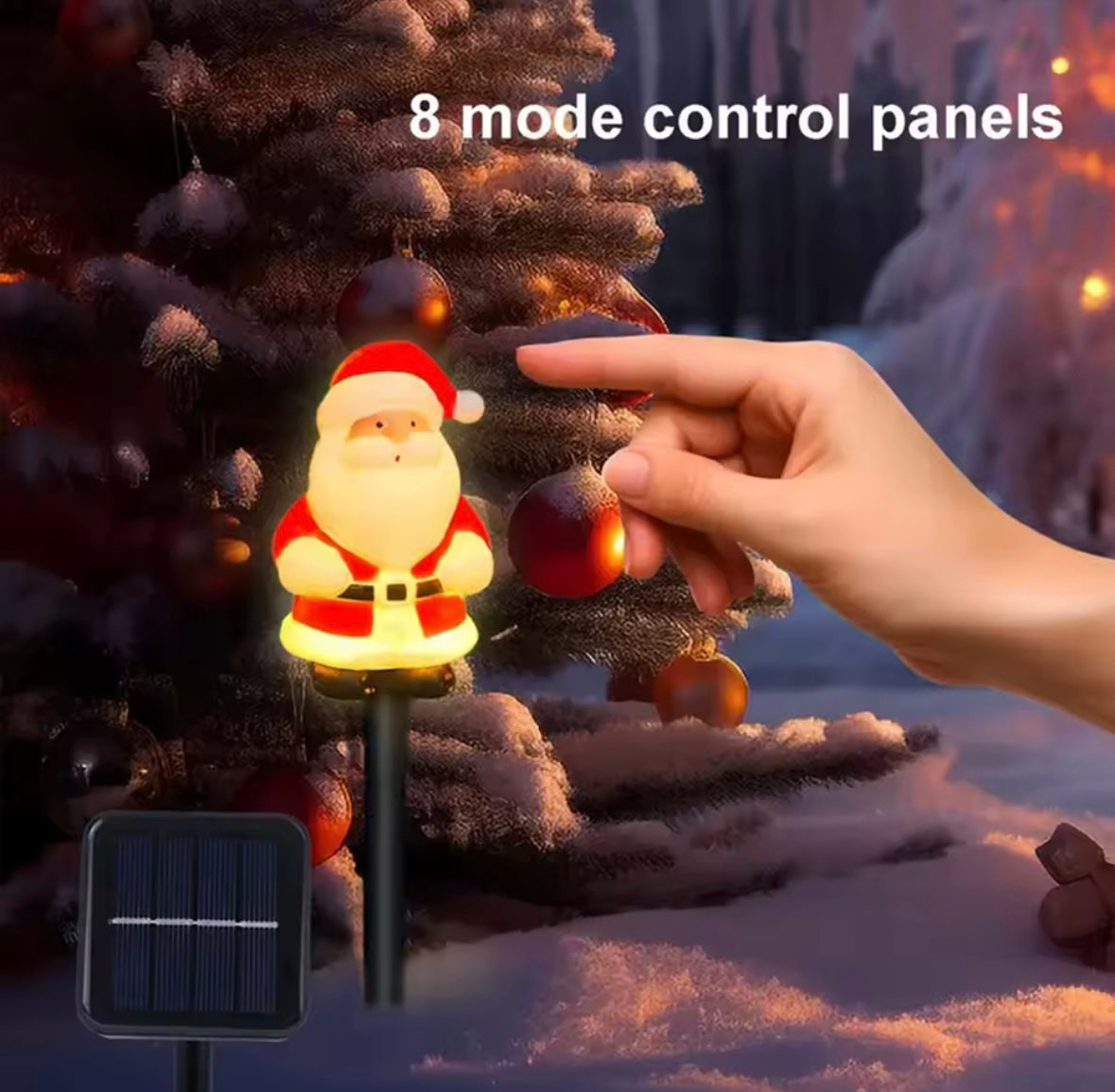 5Pcs/Set Christmas Santa Claus Pathway Lights Garden Stake Lights Solar Powered For Patio Camping Xmas Holiday Party Decoration