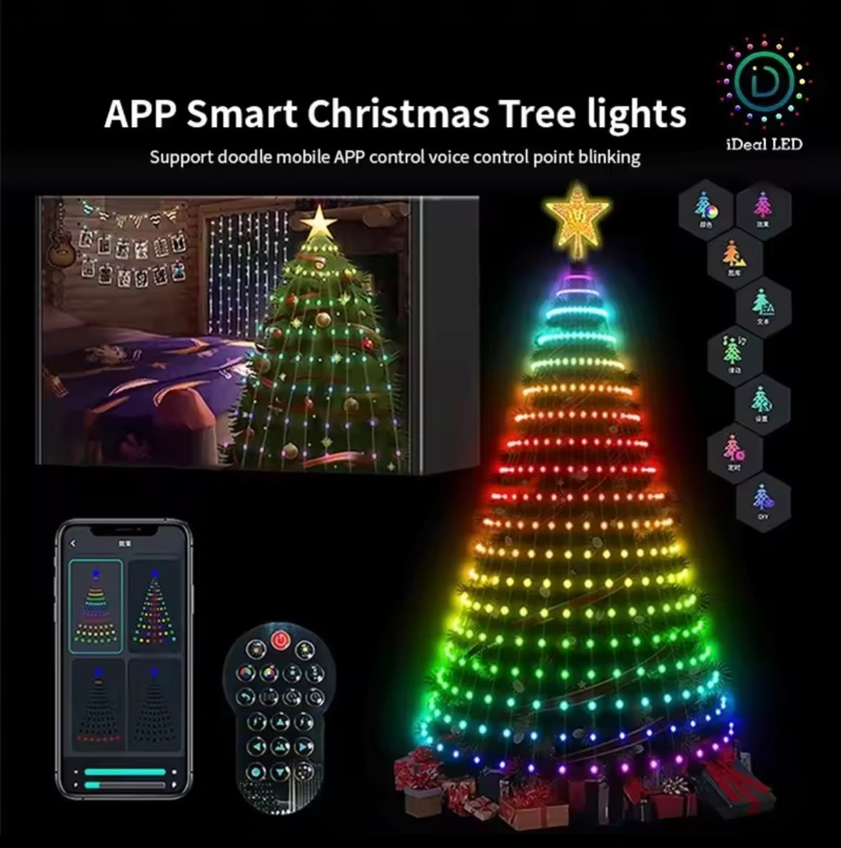 Christmas Tree LED Lights 400LEDs Smart RGB LED String Lights Holiday Decoration for Indoor Outdoor Tree APP/Remote Control 2.1M