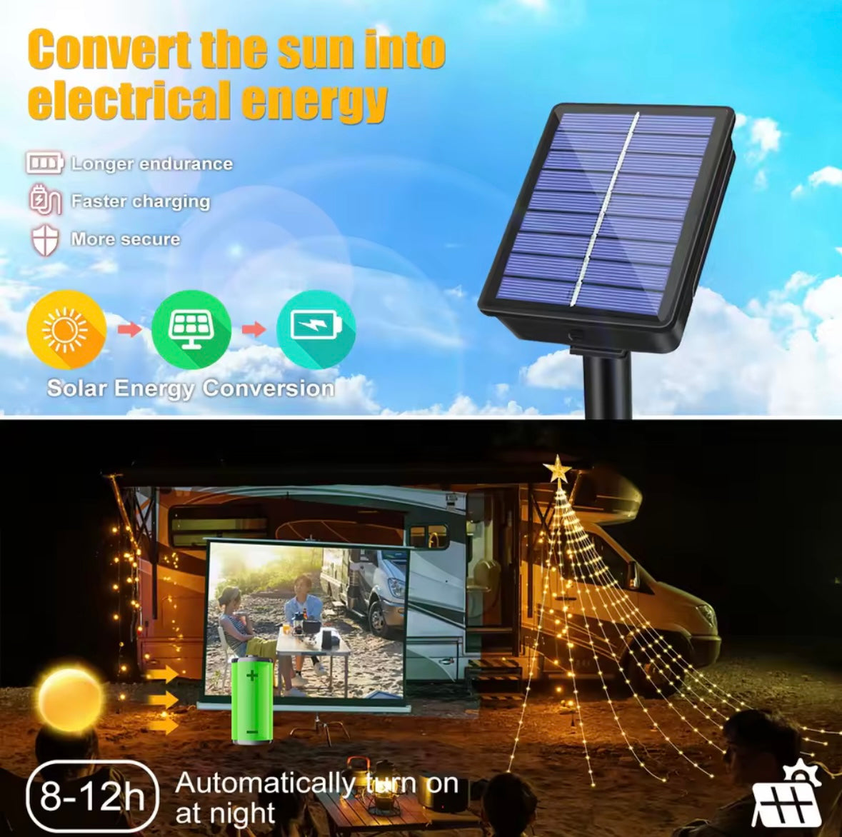 Christmas Decoration Solar String Lights 2/3M LED Star Fairy Lights Outdoor Waterproof Garden Decor Light for Wedding Holiday