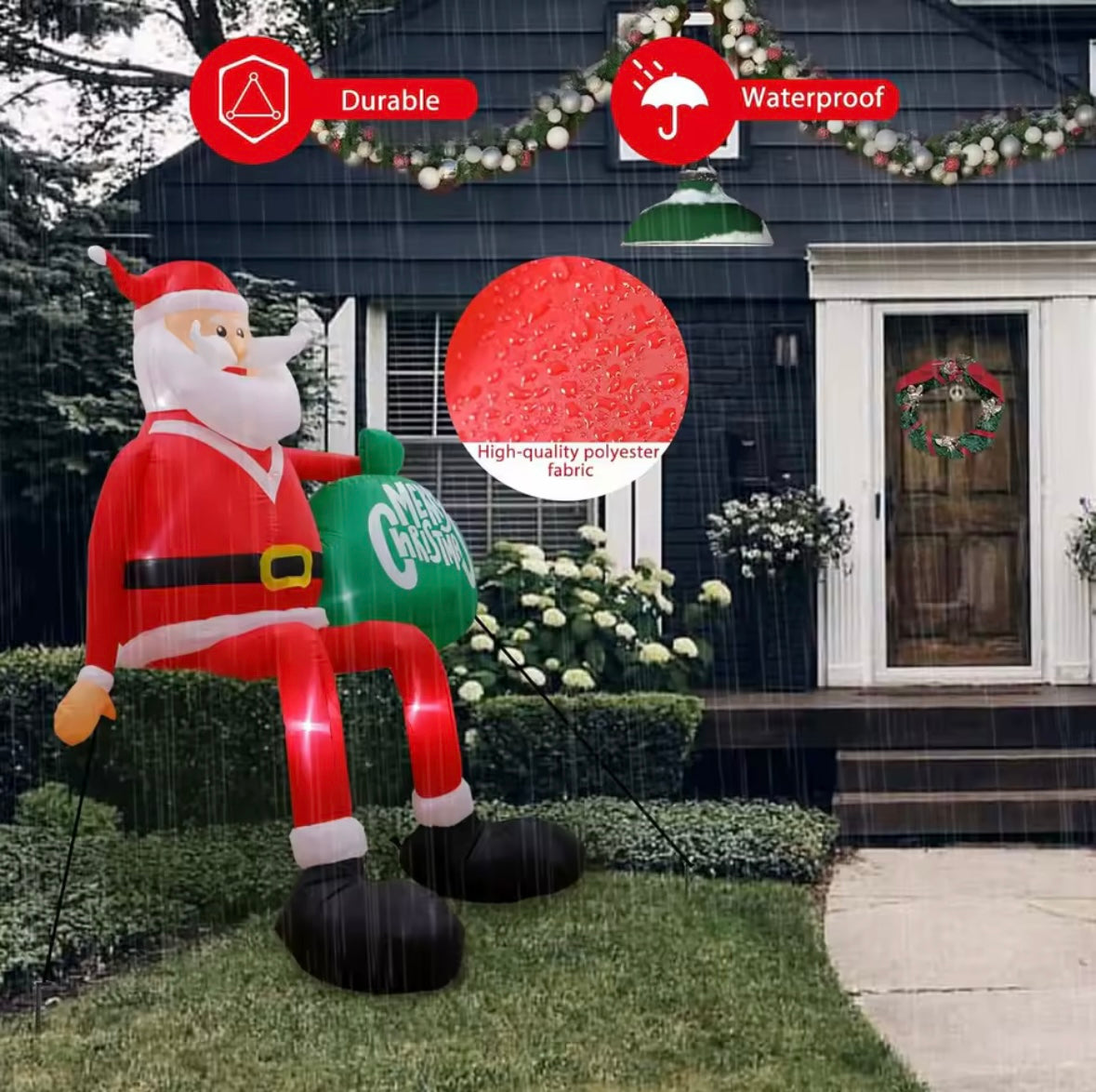 2025 Christmas Inflatables 8FT 245cm Glowing Climbing Santa Claus with LED Outdoor Home Cafe Decoration Party Yard Xmas Deco