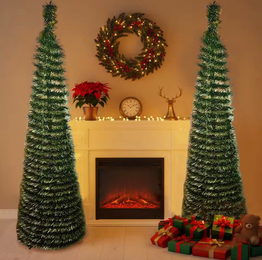 Scalable PET Christmas Tree 150CM Foldable Spiral Green Leaves Christmas Tree Christmas Decoration Yard Party Decor for Winter