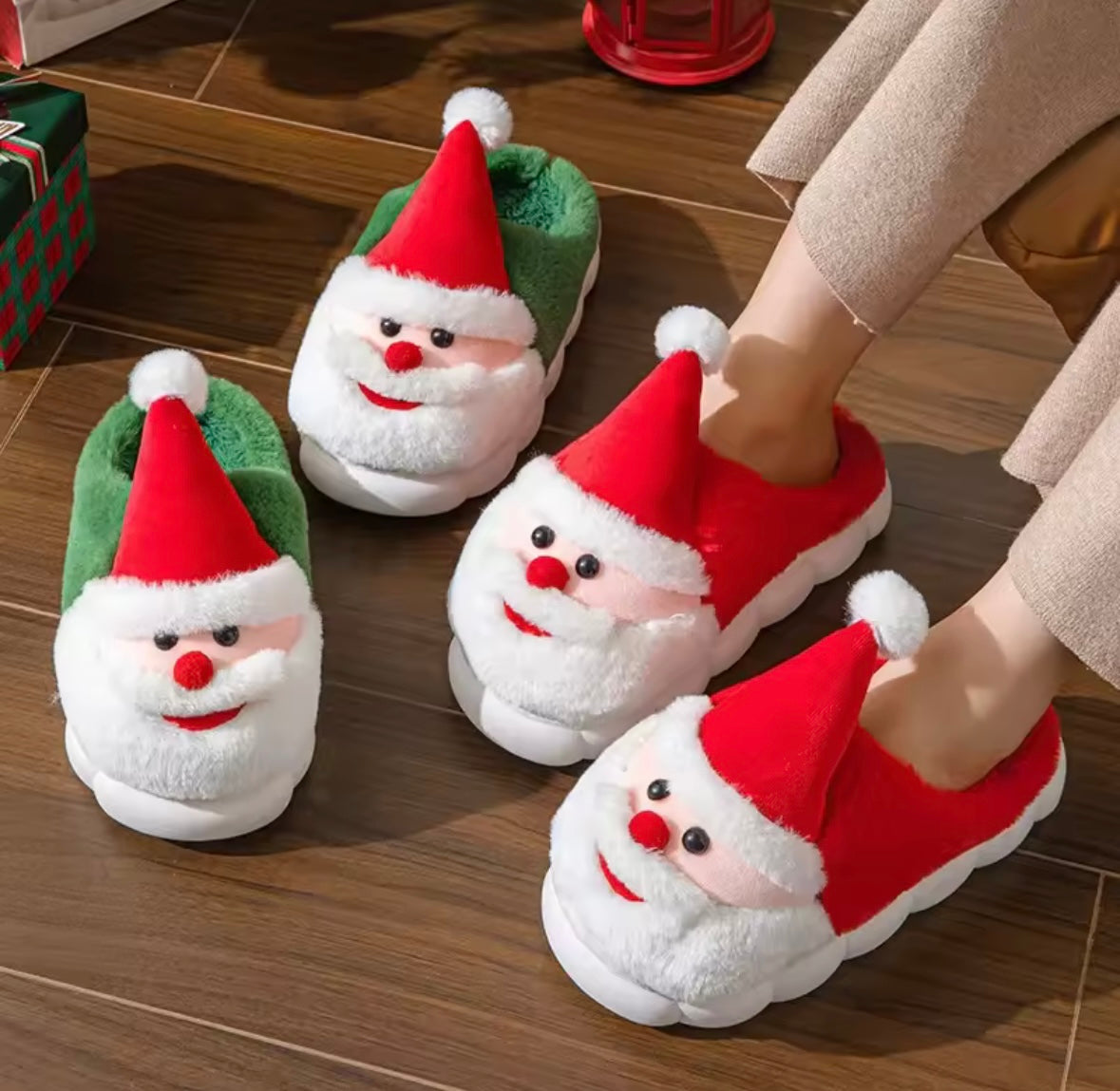 Hot Sale Of The Season Christmas Santa Claus Home Slippers Thick Bottom Anti-Slip Men's Autumn Winter Slippers Comfortable Soft