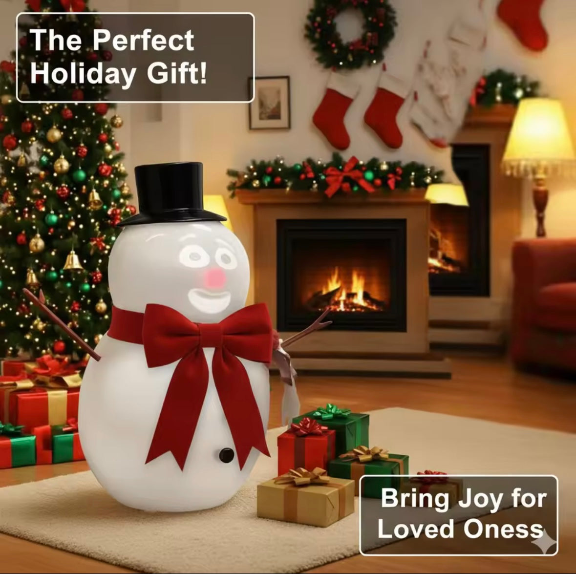 Christmas Projection Snowman Talking Animated Decoration With Voice  Light Effects, Indoor Holiday Display For Home Party