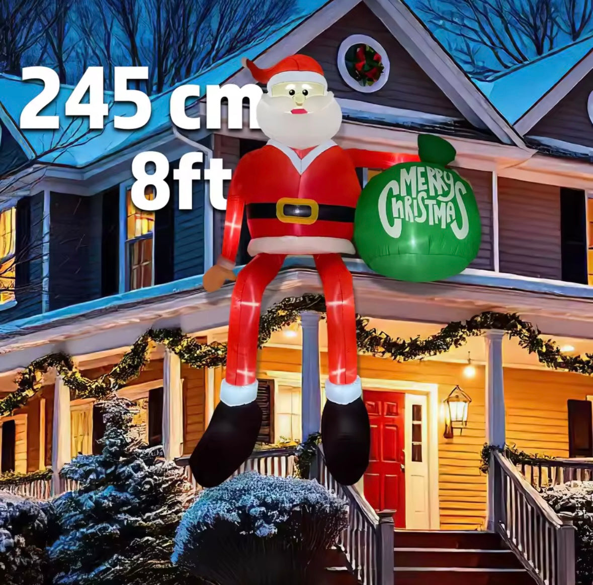 2025 Christmas Inflatables 8FT 245cm Glowing Climbing Santa Claus with LED Outdoor Home Cafe Decoration Party Yard Xmas Deco
